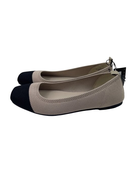 MIA Shoes - MIA Beige Knit Ballet Flats With Black Toe Cap Womens Shoes Size 9M